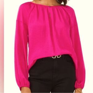 Vince Camuto Hammered Satin Keyhole Blouse